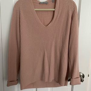 Vince blush cashmere blend ribbed v-neck sweater